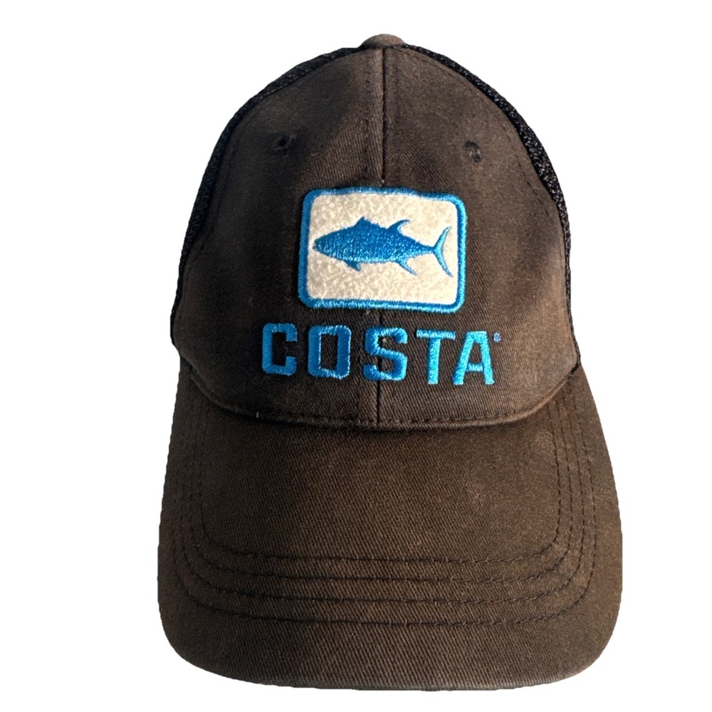 Women's Mens Costa Del Mar Original Patch Tuna Baseball Cap Hat COSTA Black Fish